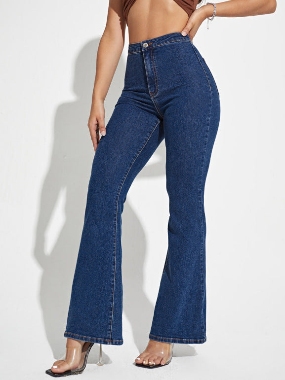 High-Stretch Slim Flare Trousers