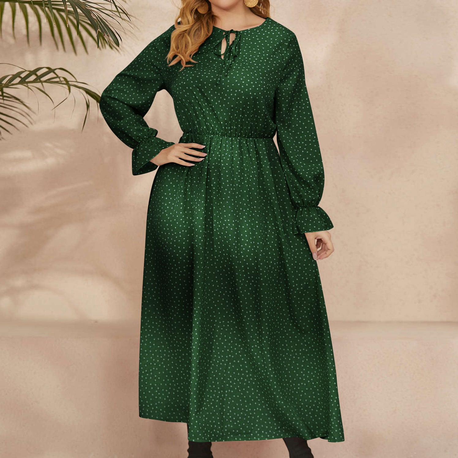 Classic Polka-Dot Chiffon Dress