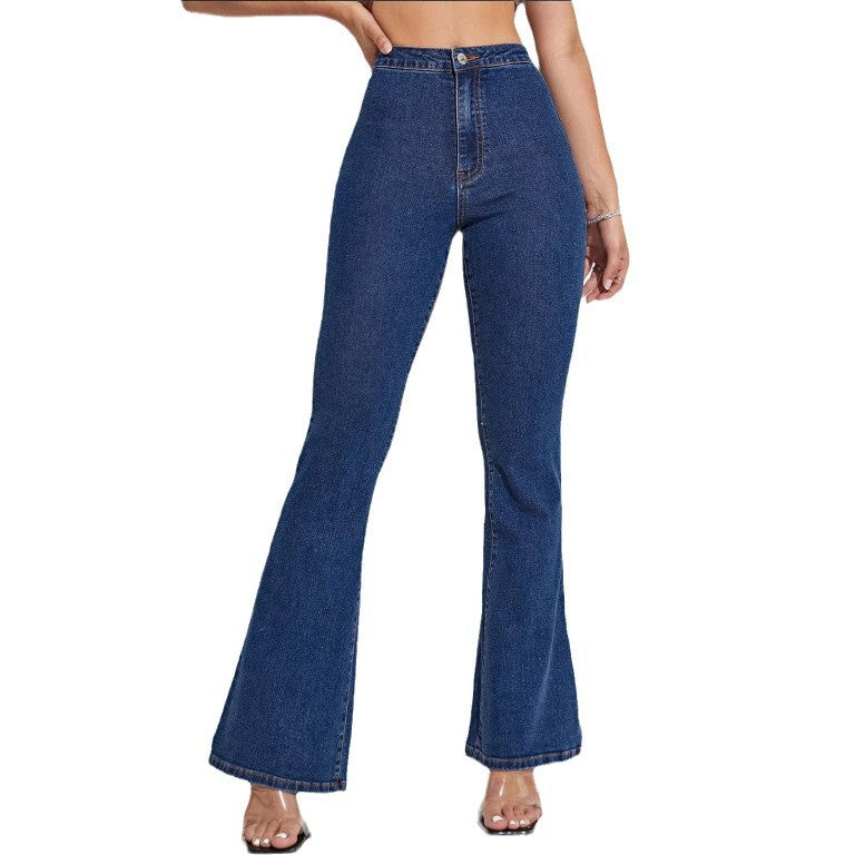 High-Stretch Slim Flare Trousers