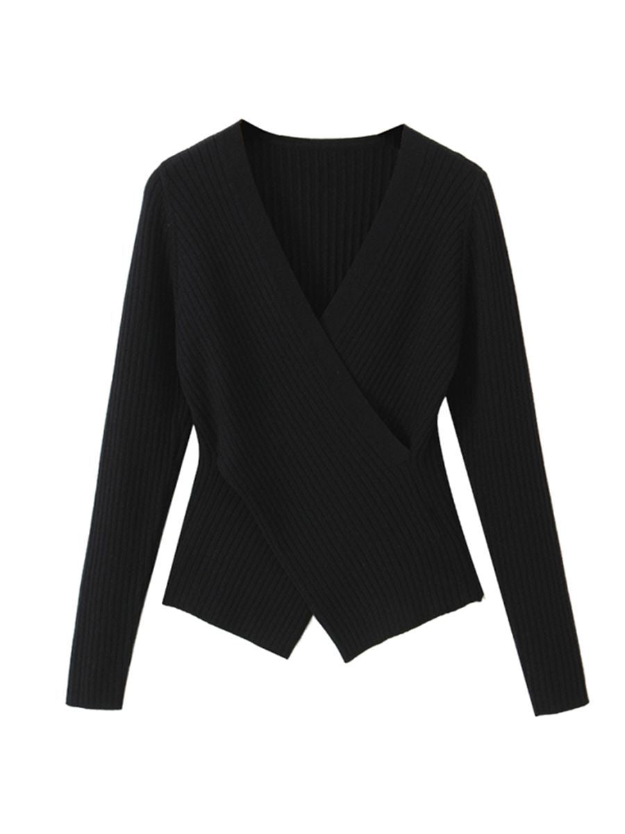 V-Neck Cross Sheep Wool Sweater