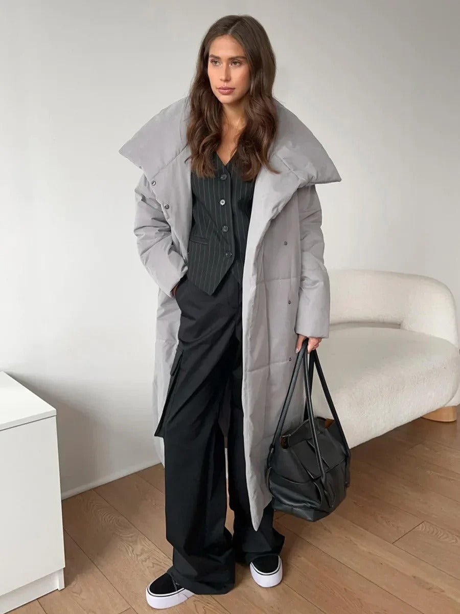Long High-Collar Insulated Coat