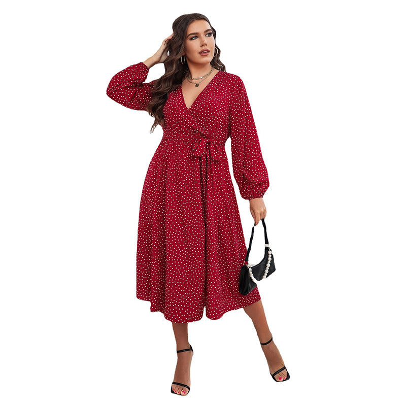 Scarlet Polka-Dot Swing Dress