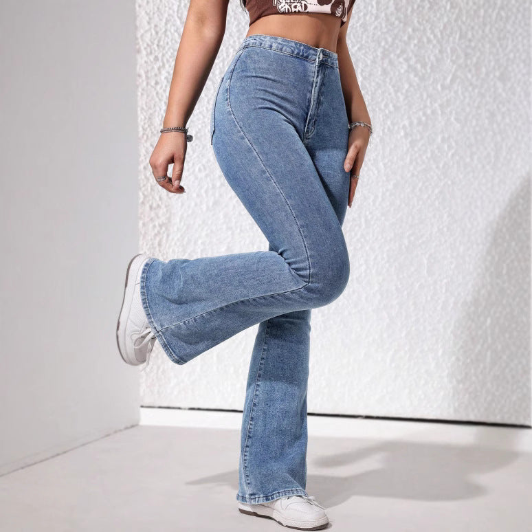 High-Stretch Slim Flare Trousers