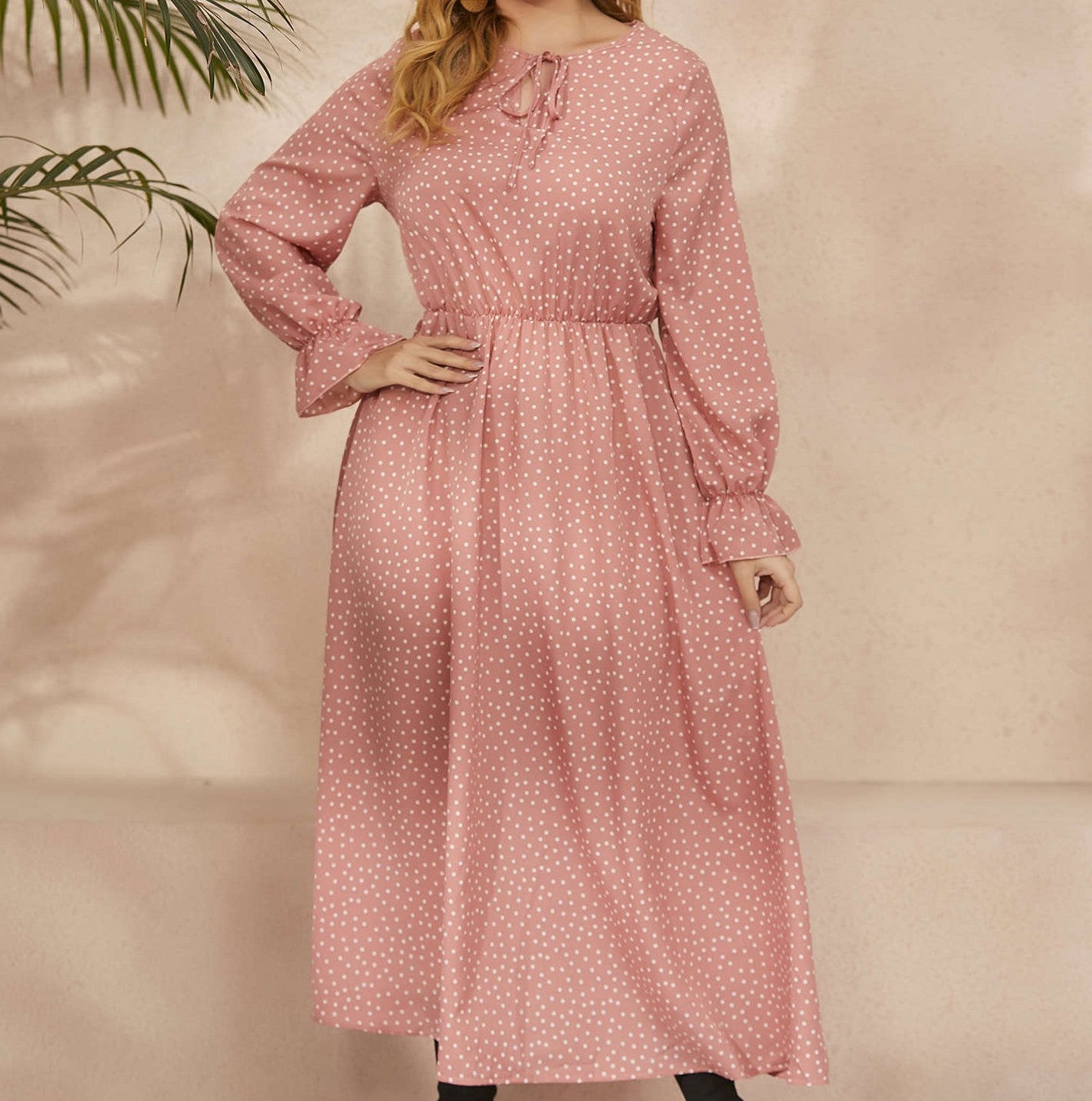 Classic Polka-Dot Chiffon Dress