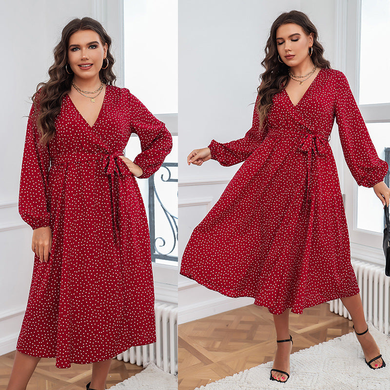 Scarlet Polka-Dot Swing Dress