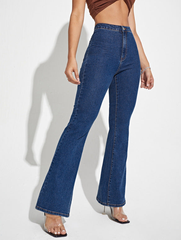 High-Stretch Slim Flare Trousers