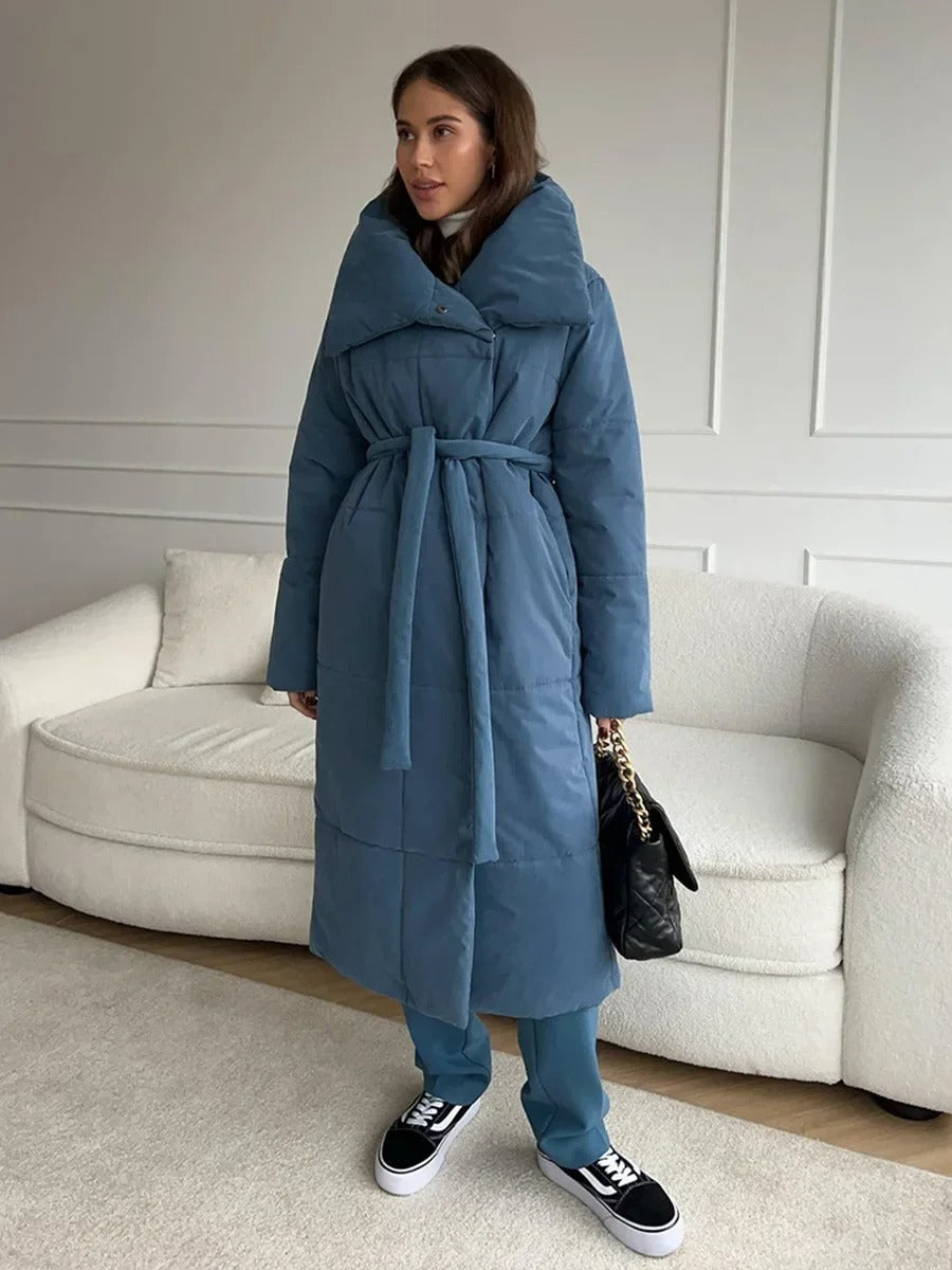 Long High-Collar Insulated Coat