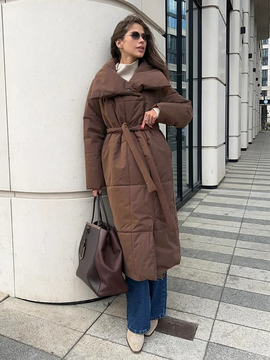 Long High-Collar Insulated Coat