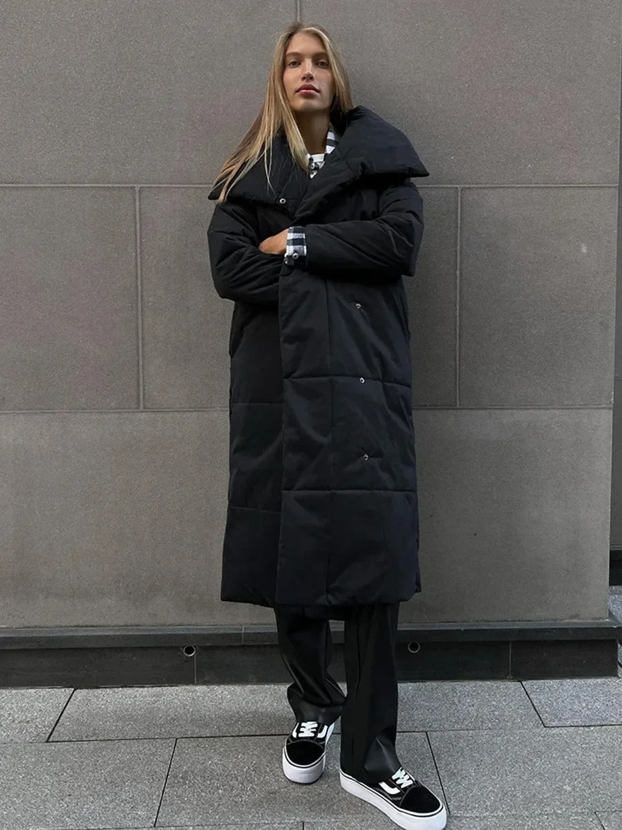 Long High-Collar Insulated Coat
